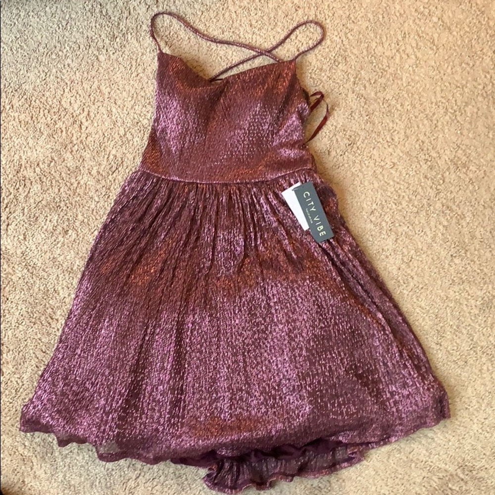 City vibes purple sparkle dress